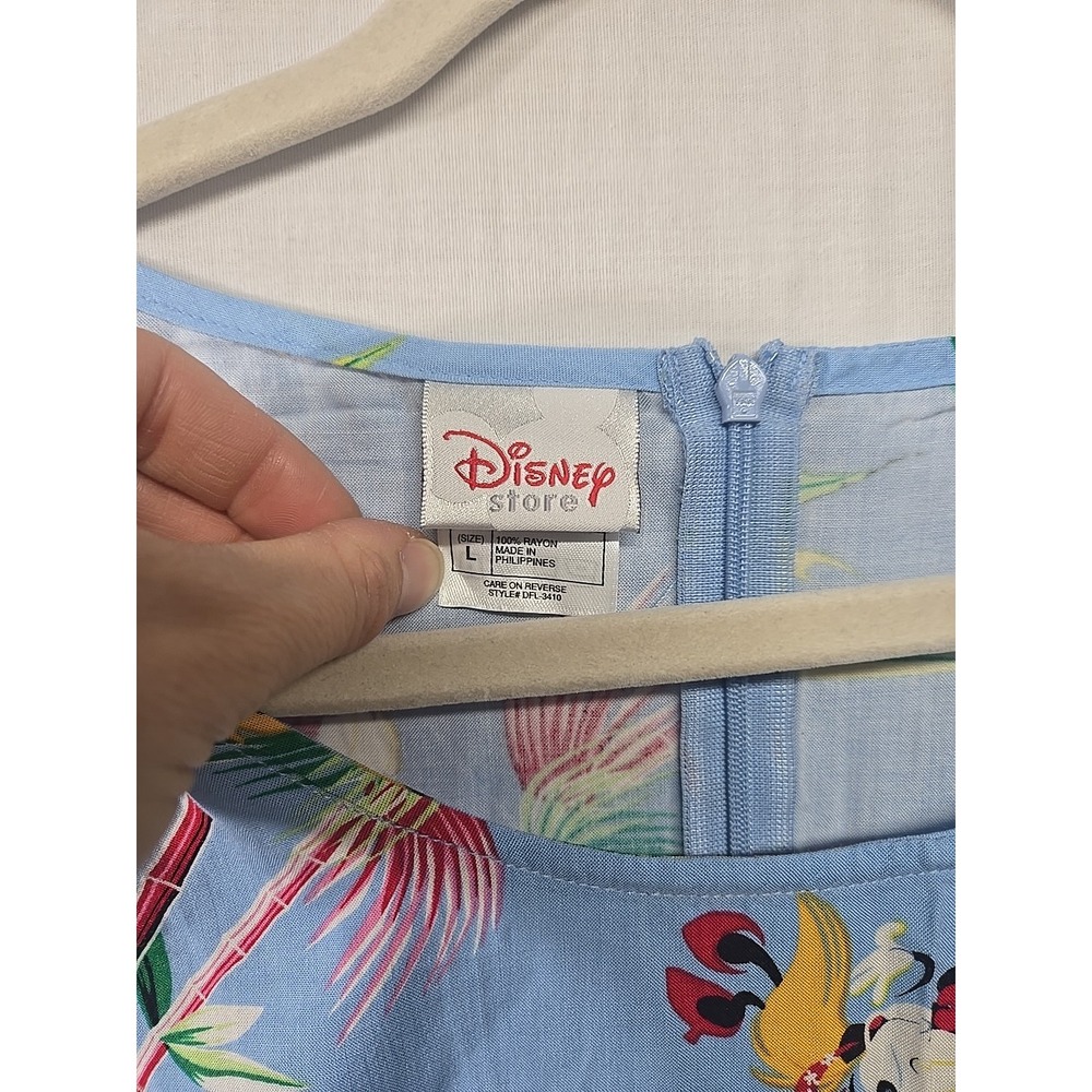 Disney Store Vintage Mickey & Minnie Hawaiian Blue Maxi Dress Women's Size L - Picture 3 of 9